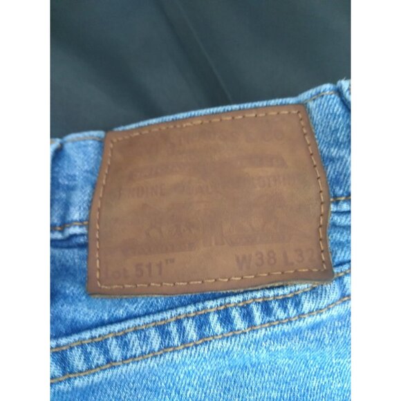 Levis 511 Jeans Mens 38x32 Premium Light Blue Washed Big E Red Tab  READ - Picture 4 of 16